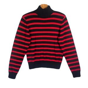 POLO JEANS CO. RALPH LAUREN Black /Red Striped Long Sleeve Knit Top/Sweater